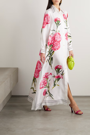 DOLCE & GABBANA Floral-print silk-twill kaftan