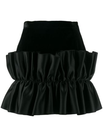 Christopher Kane Velvet Frill Mini Skirt RE20SK1239COTTONVELVETBLACK Black | Farfetch