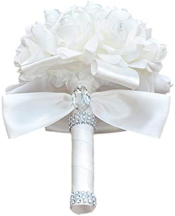 Amazon.com: Wedding Bouquets for Bride White, Wedding Bouquet Bridesmaid，Bridesmaid Holding Flowers for Wedding Decoration (Ivory+White) : Home & Kitchen