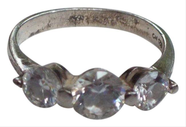 *clipped by @luci-her* Vintage Silver With 3 Cubic Zirconia Stones Size 8 Women Travel Ring - Tradesy