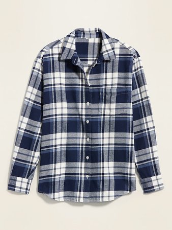 Oversized Plaid Flannel Boyfriend Tunic Shirt for Women | Old Navy