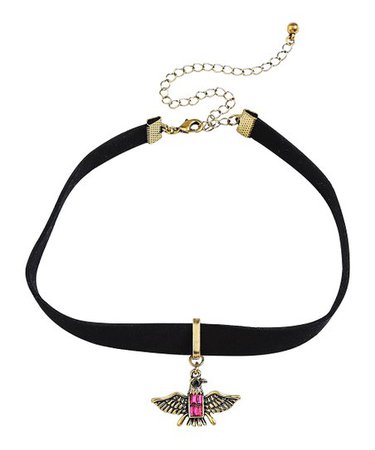 Kissme Black Velvet & Pink Bird Choker Necklace | Best Price and Reviews | Zulily
