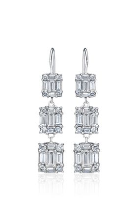 Clarity Dangling All Diamond 18k White Gold Trio Earrings By Mindi Mond | Moda Operandi