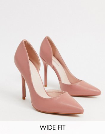 Glamorous Wide Fit D'orsay pumps in blush | ASOS