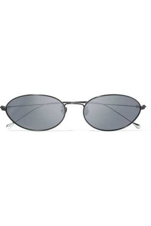 Ann Demeulemeester | Oval-frame gunmetal-tone sunglasses | NET-A-PORTER.COM