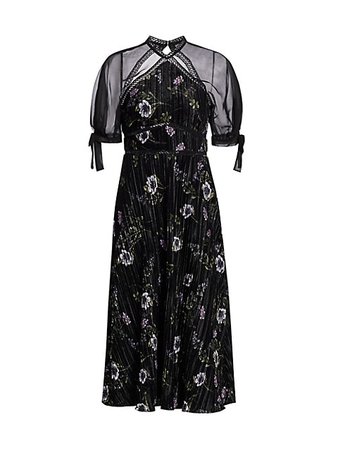 Erdem Elmer Silk Floral Midi Dress | SaksFifthAvenue