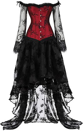 Amazon.com: Kranchungel Steampunk Corset Skirt Renaissance Corset Dress for Women Gothic Burlesque Corsets Costumes: Clothing, Shoes & Jewelry