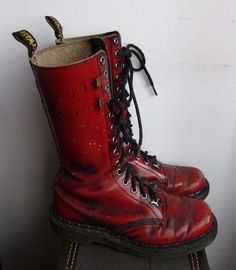 red combat boots dr martens
