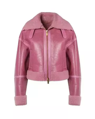 Blumarine Shearling Reversible Jacket in Pink | Lyst