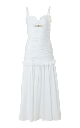 Ruffle-Detailed Cotton-Blend Midi Dress By Carolina Herrera | Moda Operandi