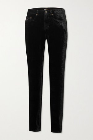Black Stretch-velvet skinny pants | SAINT LAURENT | NET-A-PORTER