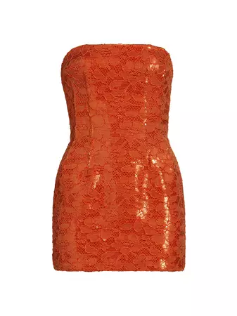 Shop LaQuan Smith Strapless Lace & Sequin Minidress | Saks Fifth Avenue