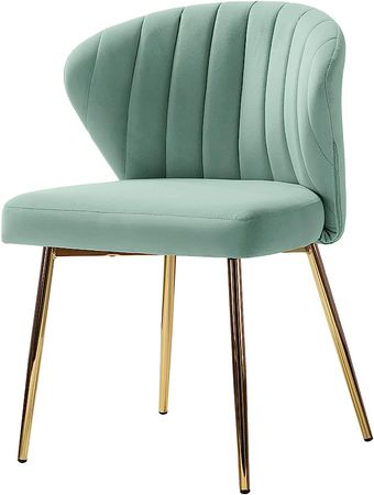 Amazon.com - TINA'S HOME Velvet Dining Chairs Set of 2, Modern Upholstered Side Chair with Golden Legs, Small Cute Armless Accent Chair for Living Room, Kitchen, Bedroom, Beauty Room/SAGE - Chairs