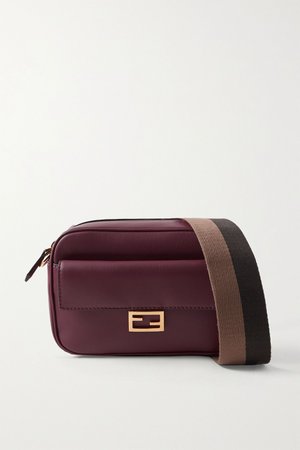 Burgundy Baguette canvas-trimmed leather shoulder bag | Fendi | NET-A-PORTER