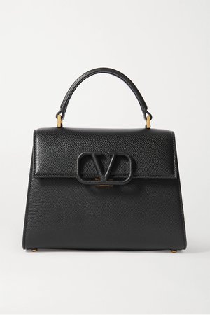 Black Valentino Garavani VSLING small textured-leather shoulder bag | Valentino | NET-A-PORTER