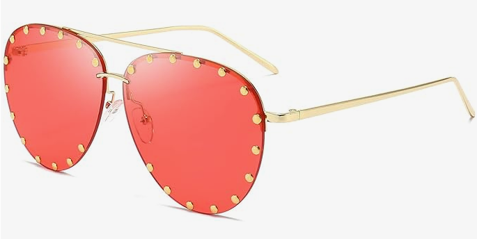 Dollger (Amazon) Red and Gold Studded Aviator Sunglasses