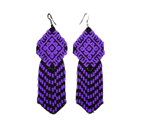 purple beaded Mexican earrings
