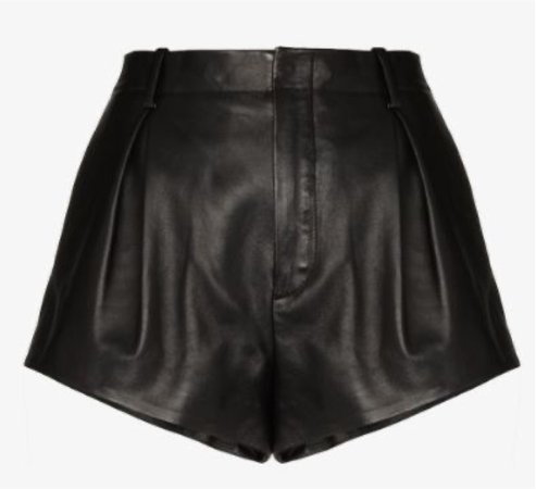 Saint Laurent High Waist Leather Shorts
