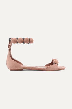 Blush Bombe studded suede sandals | Alaïa | NET-A-PORTER
