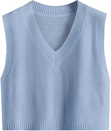 Amazon.com: Romwe Women's Y2K V Neck Sleeveless Knitted Vest JK Uniform: Clothing .us