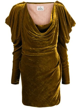 Gold Vivienne Westwood slouchy long-sleeved mini dress 1101016711563 - Farfetch