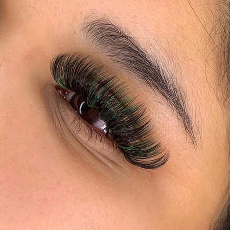 green eyelashes