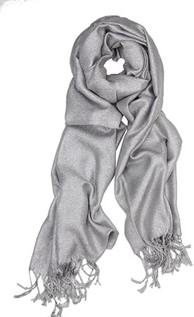 Sparkling Metallic Evening Shawl Wrap Scarf for Wedding Prom Party Dress 80" x 27" (Silver) at Amazon Women’s Clothing store