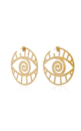 Gold-Plated Brass Eye Earrings by Kalmar | Moda Operandi
