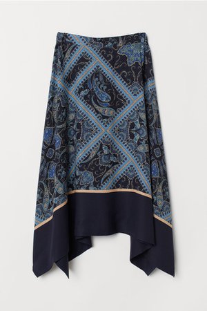 Asymmetric Skirt - Dark blue/patterned - Ladies | H&M US