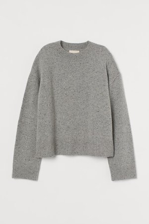 Knit Wool Sweater - Gray melange - Ladies | H&M US