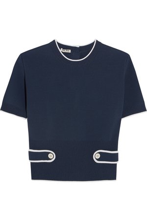 Navy Stretch-knit top | Miu Miu | NET-A-PORTER