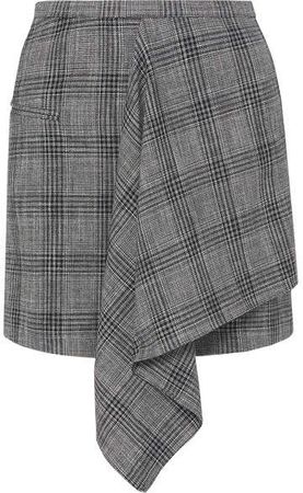 Doleyli Draped Checked Cotton-blend Mini Skirt - Dark gray
