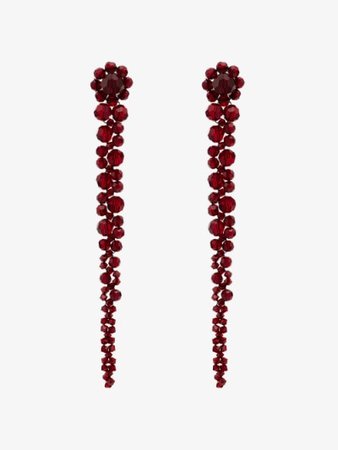 Simone Rocha burgundy crystal flower drop earrings | Browns