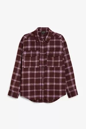 Super soft flannel shirt - Purple check - Shirts & Blouses - Monki WW