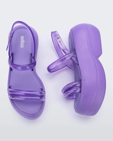 purple jelly platform sandals