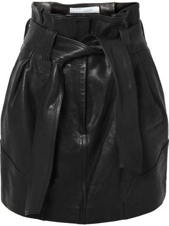 Bolsy Belted Leather Mini Skirt - Black