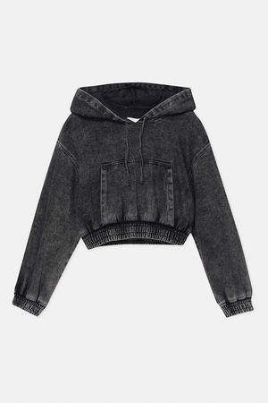 pull and bear acid wash cropped hoodie
