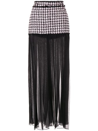Balmain Houndstooth Sheer Pleated Skirt Ss20 | Farfetch.com