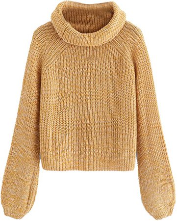 Milumia Women Crop Turtleneck Sweaters Basic Solid Long Sleeves Pullover Sweaters Yellow Large at Amazon Women’s Clothing store