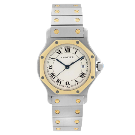 Cartier santos Octagon 18k gold steel quartz watch