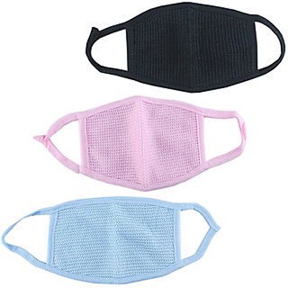 Buy Nandini 3 Pcs Unisex Color Dust Mask Washable Cotton Breath Warm Half Facemask Mouth Filters Dust Pollution Anti pollution Face mask Online - Get 17% Off