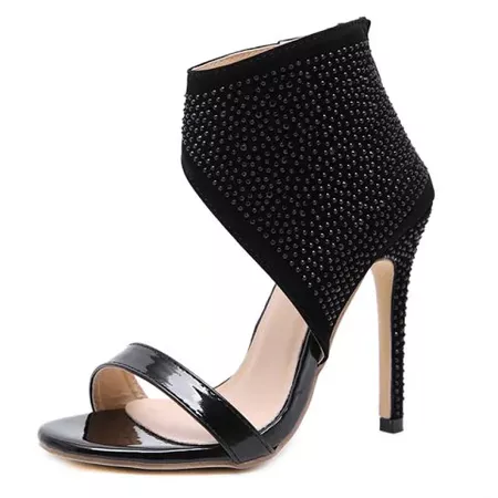 2019 Women's Stiletto Open Toe Shoes Fashion Party Sandals with Rhinestone In BLACK EU 40 | DressLily.com