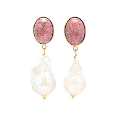 Dahlia 24kt gold-plated earrings with pearls