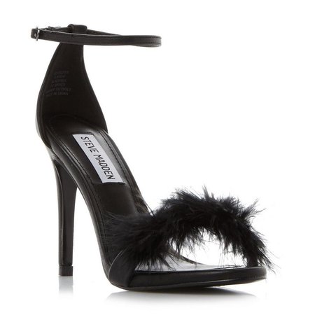 SCARLETT SM - Fluffy Strappy Stiletto Heel Sandal - black | Dune London