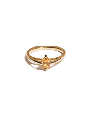 Bliss Lau - Peach Sapphire Minimalist Arc Ring | BONA DRAG