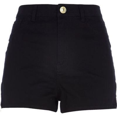 River Island Black High Waisted Stretch Shorts ($50)