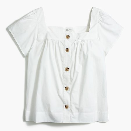 J.Crew Factory: Square-neck Button-front Top In Stretch Cotton Poplin For Women