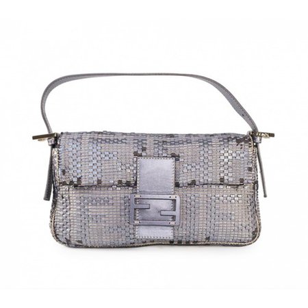 Baguette cloth handbag Fendi Silver in Cloth - 9177677