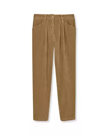 tan Corduroy trousers with pleats, caramel | MADELEINE Fashion