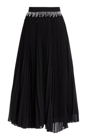 Bead-Embellished Pleated Chiffon Midi Skirt By Christopher Kane | Moda Operandi
